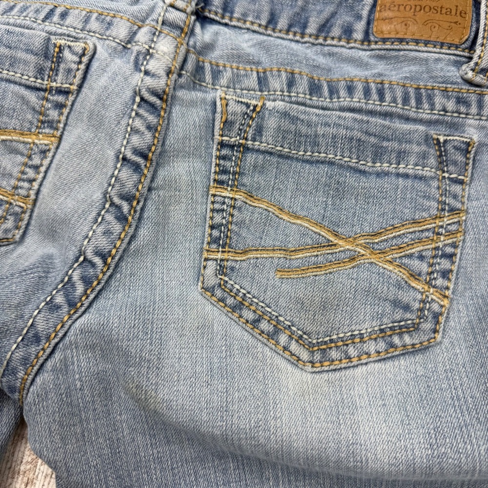 VTG Y2K Aeropostale Chelsea Skinny Bootcut Jean Light Wash Ultra Low Rise 1/2 R - Picture 6 of 13